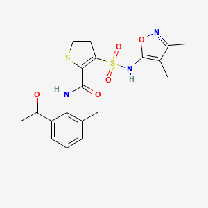 molecular formula C20H21N3O5S2 B1681942 N-(2-acetyl-4,6-dimethylphenyl)-3-(3,4-dimethylisoxazol-5-ylsulfamoyl)thiophene-2-carboxamide CAS No. 349453-49-2