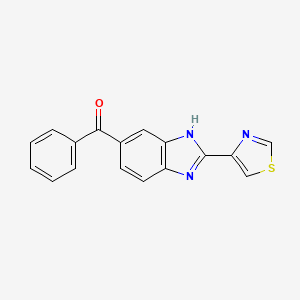 molecular formula C17H11N3OS B1681954 phenyl-(2-thiazol-4-yl-1H-benzoimidazol-5-yl)-methanone CAS No. 875468-82-9