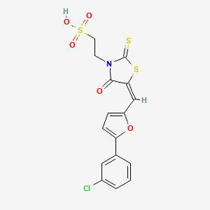 molecular formula C16H12ClNO5S3 B1681960 2-[(5E)-5-[[5-(3-chlorophenyl)furan-2-yl]methylidene]-4-oxo-2-sulfanylidene-1,3-thiazolidin-3-yl]ethanesulfonic acid CAS No. 372972-39-9