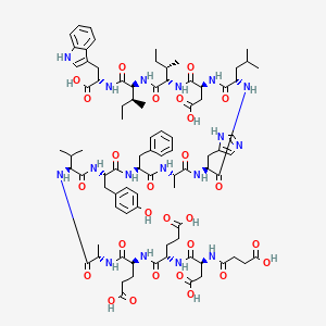B1681967 L-Tryptophan, N-(3-carboxy-1-oxopropyl)-L-alanyl-L-alpha-glutamyl-L-alpha-glutamyl-L-alanyl-L-valyl-L-tyrosyl-L-tyrosyl-L-alanyl-L-histidyl-L-leucyl-L-alpha-aspartyl-L-isoleucyl-L-isoleucyl- CAS No. 142569-99-1