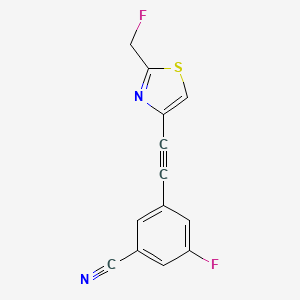 molecular formula C13H6F2N2S B1681969 Benzonitrile, 3-fluoro-5-(2-(2-(fluoromethyl)-4-thiazolyl)ethynyl)- CAS No. 945933-41-5