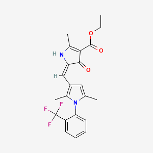 molecular formula C22H21F3N2O3 B1681998 ethyl (5E)-5-[[2,5-dimethyl-1-[2-(trifluoromethyl)phenyl]pyrrol-3-yl]methylidene]-2-methyl-4-oxo-1H-pyrrole-3-carboxylate CAS No. 1428183-45-2