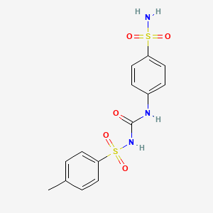 molecular formula C14H15N3O5S2 B1682029 N-({[4-(Aminosulfonyl)phenyl]amino}carbonyl)-4-methylbenzenesulfonamide CAS No. 100715-13-7