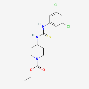 molecular formula C15H19Cl2N3O2S B1682030 Ethyl 4-[(3,5-dichlorophenyl)carbamothioylamino]piperidine-1-carboxylate CAS No. 1022367-69-6