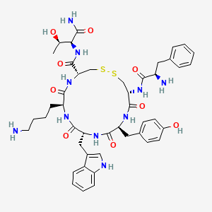 B1682031 (4R,7S,10R,13S,16R)-7-(4-aminobutyl)-N-[(2S,3R)-1-amino-3-hydroxy-1-oxobutan-2-yl]-16-[[(2R)-2-amino-3-phenylpropanoyl]amino]-13-[(4-hydroxyphenyl)methyl]-10-(1H-indol-3-ylmethyl)-6,9,12,15-tetraoxo-1,2-dithia-5,8,11,14-tetrazacycloheptadecane-4-carboxamide CAS No. 147159-51-1