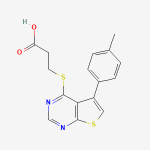 molecular formula C16H14N2O2S2 B1682033 3-[5-(4-Methylphenyl)thieno[2,3-d]pyrimidin-4-yl]sulfanylpropanoic acid CAS No. 329907-28-0