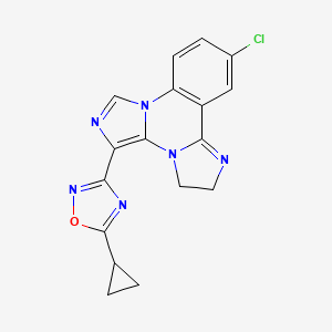 molecular formula C17H13ClN6O B1682054 11-Chloro-5-(5-cyclopropyl-1,2,4-oxadiazol-3-yl)-2,3-dihydrodiimidazo(1,2-c:1',5'-a)quinazoline CAS No. 134516-99-7