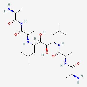B1682071 (2S)-2-amino-N-[(2S)-1-[[(4S,5R,7S)-7-[[(2R)-1-[[(2S)-2-aminopropanoyl]amino]-1-oxopropan-2-yl]amino]-5,6-dihydroxy-2,9-dimethyldecan-4-yl]amino]-1-oxopropan-2-yl]propanamide CAS No. 148260-74-6