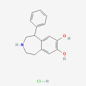 molecular formula C16H18ClNO2 B1682073 1H-3-Benzazepine-7,8-diol, 2,3,4,5-tetrahydro-1-phenyl-, hydrochloride CAS No. 62717-42-4