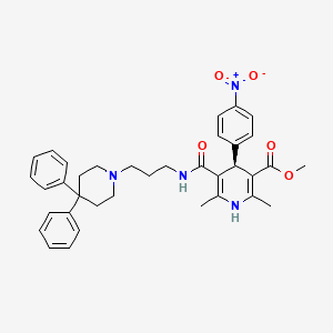 B1682095 5-[[[3-(4,4-Diphenyl-1-piperidinyl)propyl]amino]carbonyl]-1,4-dihydro-2,6-dimethyl-4-(4-nitrophenyl)-3-pyridinecarboxylic acid methyl ester hydrochloride CAS No. 157066-76-7