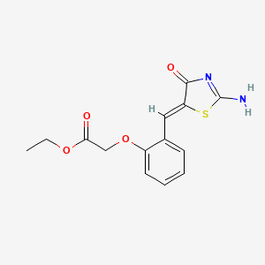 molecular formula C14H14N2O4S B1682118 ethyl 2-[2-[(Z)-(2-amino-4-oxo-1,3-thiazol-5-ylidene)methyl]phenoxy]acetate CAS No. 412937-56-5