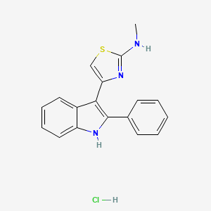 molecular formula C18H16ClN3S B1682122 N-methyl-4-(2-phenyl-1H-indol-3-yl)-1,3-thiazol-2-amine hydrochloride CAS No. 1171341-19-7