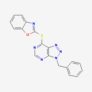 molecular formula C18H12N6OS B1682188 2-(3-Benzyltriazolo[4,5-d]pyrimidin-7-yl)sulfanyl-1,3-benzoxazole CAS No. 722456-31-7