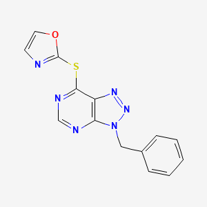 molecular formula C14H10N6OS B1682189 2-((3-苯甲基-3H-[1,2,3]三唑并[4,5-d]嘧啶-7-基)硫代)恶唑 CAS No. 869853-70-3