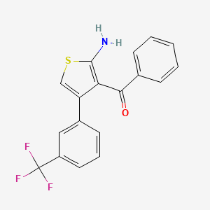 molecular formula C18H12F3NOS B1682199 [2-Amino-4-[3-(trifluoromethyl)phenyl]thiophen-3-yl]-phenylmethanone CAS No. 1018830-99-3