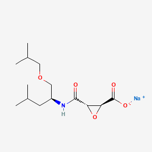 molecular formula C14H24NNaO5 B1682202 Oxiranecarboxylic acid, 3-((((1S)-3-methyl-1-((2-methylpropoxy)methyl)butyl)amino)carbonyl)-, monosodium salt, (2S,3S)- CAS No. 221144-20-3