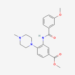 molecular formula C21H25N3O4 B1682272 Methyl 3-[(3-methoxybenzoyl)amino]-4-(4-methylpiperazin-1-yl)benzoate CAS No. 890190-22-4