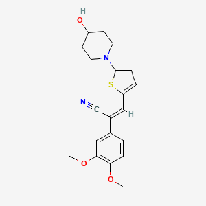 B1682355 (Z)-2-(3,4-dimethoxyphenyl)-3-(5-(4-hydroxypiperidin-1-yl)thiophen-2-yl)acrylonitrile CAS No. 912287-56-0