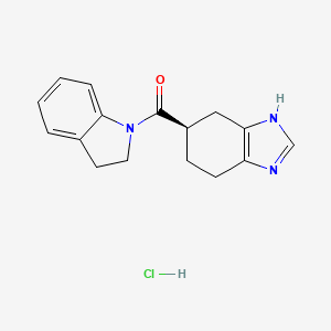molecular formula C16H18ClN3O B1682356 5-((2,3-Dihydro-1-indolyl)carbonyl)-4,5,6,7-tetrahydro-1H-benzimidazole hydrochloride CAS No. 153608-99-2