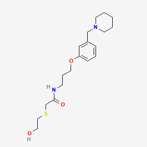 B1682361 Acetamide, 2-((2-hydroxyethyl)thio)-N-(3-(3-(1-piperidinylmethyl)phenoxy)propyl)- CAS No. 127966-78-3