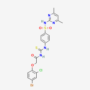 molecular formula C21H19BrClN5O4S2 B1682407 2-(4-溴-2-氯苯氧基)-N-(4-(N-(4,6-二甲基嘧啶-2-基)磺酰胺基)苯甲酰胺硫代基)乙酰胺 CAS No. 587841-73-4
