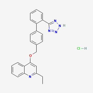 molecular formula C25H22ClN5O B1682415 2-Ethyl-4-((2'-(2H-tetrazol-5-yl)(1,1'-biphenyl)-4-yl)methoxy)quinoline hydrochloride CAS No. 135015-84-8
