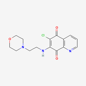 molecular formula C15H16ClN3O3 B1682467 6-Chloro-7-{[2-(morpholin-4-yl)ethyl]amino}quinoline-5,8-dione CAS No. 383907-43-5