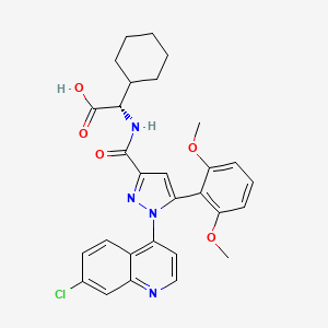 B1682472 (2S)-2-[[1-(7-chloroquinolin-4-yl)-5-(2,6-dimethoxyphenyl)pyrazole-3-carbonyl]amino]-2-cyclohexylacetic acid CAS No. 156579-04-3