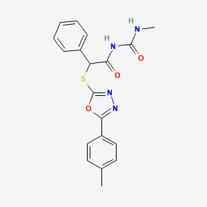 B1682488 N-(methylcarbamoyl)-2-{[5-(4-methylphenyl)-1,3,4-oxadiazol-2-yl]sulfanyl}-2-phenylacetamide CAS No. 875863-22-2