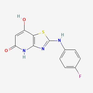 molecular formula C12H8FN3O2S B1682493 2-(4-Fluorophenylamino)thiazolo[4,5-B]pyridine-5,7-diol CAS No. 370073-65-7