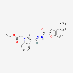 molecular formula C27H23N3O4 B1682494 ethyl 2-[3-[(E)-(benzo[e][1]benzofuran-2-carbonylhydrazinylidene)methyl]-2-methylindol-1-yl]acetate CAS No. 371135-20-5