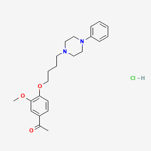 molecular formula C23H31ClN2O3 B1682498 Acetophenone, 3'-methoxy-4'-(4-(4-phenyl-1-piperazinyl)butoxy)-, monohydrochloride CAS No. 3439-67-6