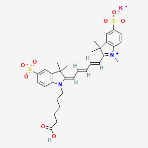molecular formula C32H37KN2O8S2 B1682512 potassium;(2E)-1-(5-carboxypentyl)-3,3-dimethyl-2-[(2E,4E)-5-(1,3,3-trimethyl-5-sulfonatoindol-1-ium-2-yl)penta-2,4-dienylidene]indole-5-sulfonate CAS No. 1144107-82-3