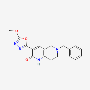 molecular formula C18H18N4O3 B1682574 5,6,7,8-Tetrahydro-3-(5-methoxy-1,3,4-oxadiazol-2-yl)-6-(phenylmethyl)-1,6-naphthyridin-2(1H)-one CAS No. 156364-04-4