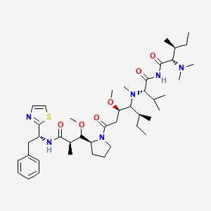 molecular formula C43H70N6O6S B1682575 (2S,3S)-2-(dimethylamino)-N-[(2S)-2-[[(3R,5S)-3-methoxy-1-[(2S)-2-[(2R)-1-methoxy-2-methyl-3-oxo-3-[[(1R)-2-phenyl-1-(1,3-thiazol-2-yl)ethyl]amino]propyl]pyrrolidin-1-yl]-5-methyl-1-oxoheptan-4-yl]-methylamino]-3-methylbutanoyl]-3-methylpentanamide CAS No. 212007-18-6