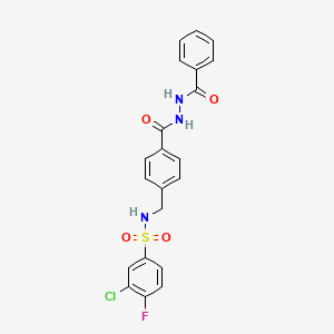 molecular formula C21H17ClFN3O4S B1682607 N-(4-(2-benzoylhydrazinecarbonyl)benzyl)-3-chloro-4-fluorobenzenesulfonamide CAS No. 852918-02-6