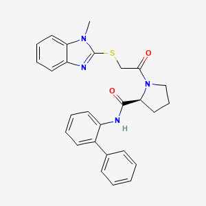 (2S)-1-[2-(1-methylbenzimidazol-2-yl)sulfanylacetyl]-N-(2-phenylphenyl)pyrrolidine-2-carboxamide