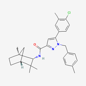 molecular formula C29H34ClN3O B1682612 (1S-endo)-5-(4-Chloro-3-methylphenyl)-1-((4-methylphenyl)methyl)-N-(1,3,3-trimethylbicyclo(2.2.1)hept-2-yl)-1H-pyrazole-3-carboxamide CAS No. 192703-06-3