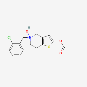 molecular formula C19H23ClNO3S+ B1682614 Thieno(3,2-c)pyridinium, 5-((2-chlorophenyl)methyl)-2-(2,2-dimethyl-1-oxopropoxy)-4,5,6,7-tetrahydro-5-hydroxy- CAS No. 139995-67-8