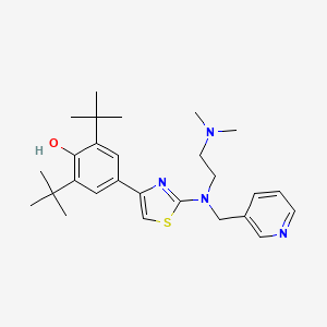 molecular formula C27H38N4OS B1682616 Phenol, 4-(2-((2-(dimethylamino)ethyl)-(3-pyridinylmethyl)amino)-4-thiazolyl)-2,6-bis(1,1-dimethylethyl)- CAS No. 136468-89-8