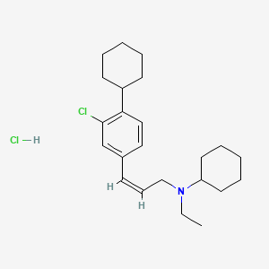 molecular formula C23H35Cl2N B1682618 N-Cyclohexyl-N-ethyl-3-(3-chloro-4-cyclohexylphenyl)propen-2-ylamine hydrochloride CAS No. 132173-07-0