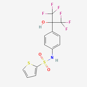 molecular formula C13H9F6NO3S2 B1682619 N-[4-(1,1,1,3,3,3-hexafluoro-2-hydroxypropan-2-yl)phenyl]-2-thiophenesulfonamide CAS No. 293753-05-6