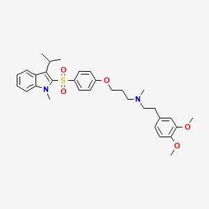 B1682620 N-(3,4-dimethoxyphenethyl)-3-(4-(3-isopropyl-1-methyl-1H-indol-2-ylsulfonyl)phenoxy)-N-methylpropan-1-amine CAS No. 121346-32-5