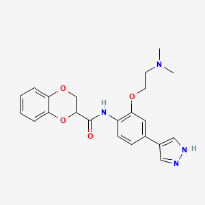 molecular formula C22H24N4O4 B1682621 N-(2-(2-(dimethylamino)ethoxy)-4-(1H-pyrazol-4-yl)phenyl)-2,3-dihydrobenzo[b][1,4]dioxine-2-carboxamide CAS No. 1072959-67-1