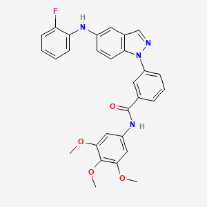 molecular formula C29H25FN4O4 B1682622 3-{5-[(2-Fluorophenyl)amino]-1h-Indazol-1-Yl}-N-(3,4,5-Trimethoxyphenyl)benzamide CAS No. 1164153-37-0
