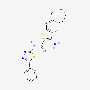 B1682631 3-amino-N-(5-phenyl-1,3,4-thiadiazol-2-yl)-6,7,8,9-tetrahydro-5H-cyclohepta[b]thieno[3,2-e]pyridine-2-carboxamide CAS No. 400863-77-6