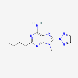 molecular formula C12H16N8 B1682632 2-丁基-9-甲基-8-(2H-1,2,3-三唑-2-基)-9H-嘌呤-6-胺 CAS No. 496955-42-1