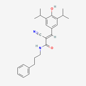 B1682638 (E)-2-Cyano-3-(4-hydroxy-3,5-diisopropylphenyl)-N-(3-phenylpropyl)acrylamide CAS No. 168835-82-3