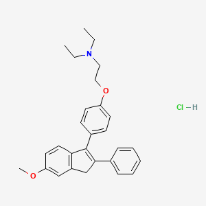 molecular formula C28H32ClNO2 B1682659 Ethanamine, N,N-diethyl-2-(4-(6-methoxy-2-phenyl-1H-inden-3-yl)phenoxy)-, hydrochloride CAS No. 64-96-0