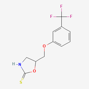 molecular formula C11H10F3NO2S B1682660 2-Oxazolidinethione, 5-(((alpha,alpha,alpha-trifluoro-m-tolyl)oxy)methyl)- CAS No. 3414-47-9